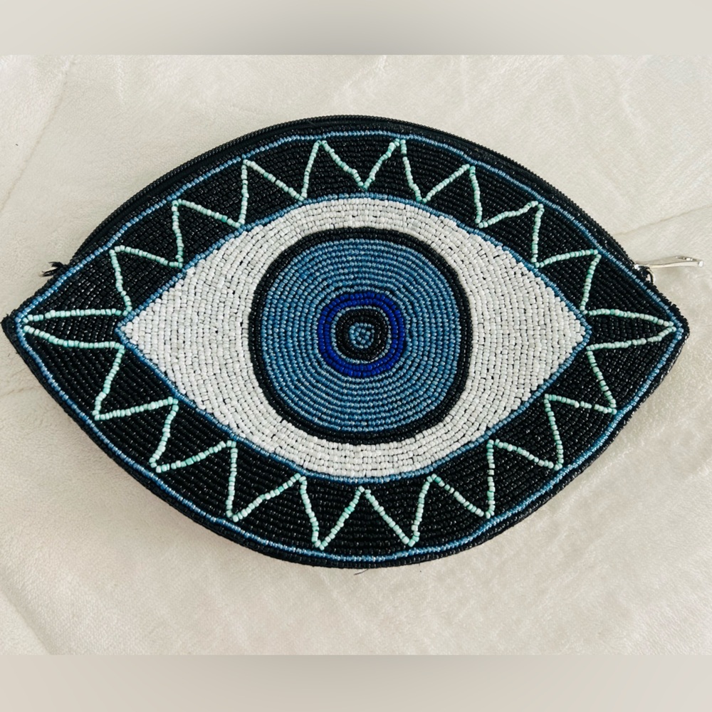 Handcrafted Beaded Eye Bag: Boho Clutch.